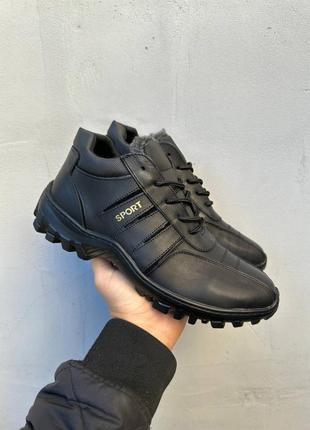 Чоловічі кросівки шкіряні зимові чорні gras 03б, розмір: 434 фото