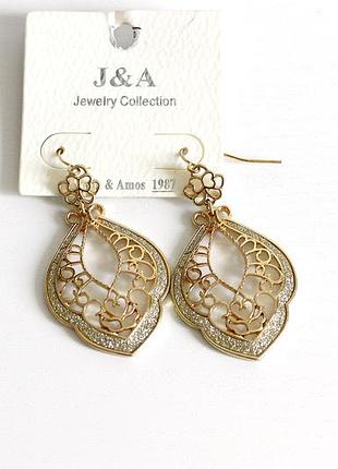Ажурні сережки схід золотисті jewelry collection