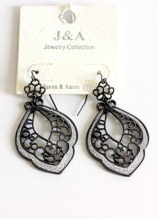 Ажурні сережки схід чорні jewelry collection