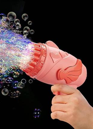 Дитяча іграшка пістолет для мильних бульбашок на батарейках, іграшка для пускання мильних бульбашок рожева