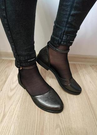 Женские кожаные открытые туфли с ремешком, натуральная кожа