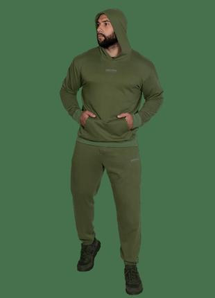 Спортивный костюм с капюшоном camotec basic hood олива хлопок2 фото