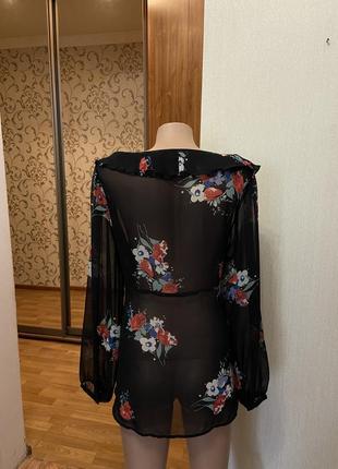 Новая прозрачная черная блуза цветочный принт next размер 50-52-548 фото
