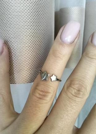 Нежное серебряное разьемное кольцо звездочки  без вставок1 фото