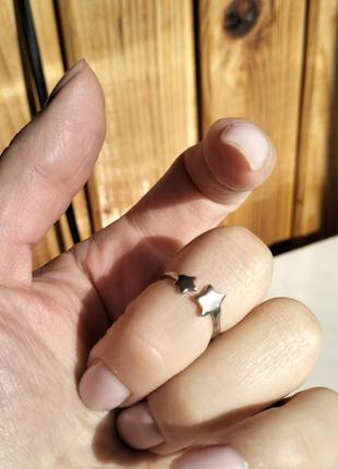 Нежное серебряное разьемное кольцо звездочки  без вставок3 фото
