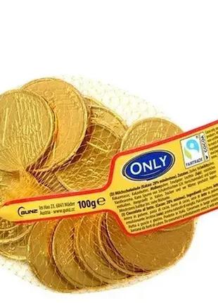 Монеты золотые шоколадные новогодние в сетке only, 100 г (австрия)