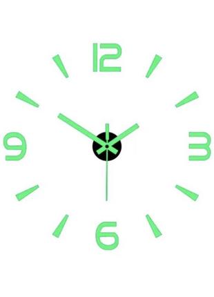 Годинник на стіну 3д люмінісцентні (світятся в темноті),  салатові, оригінальний годинник для декору, діаметр 40 см1 фото