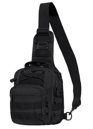 Сумка через плече pentagon 7л 190 х 240 х 160 мм universal chest bag 2.0 чорний (k17046-2.0-01)