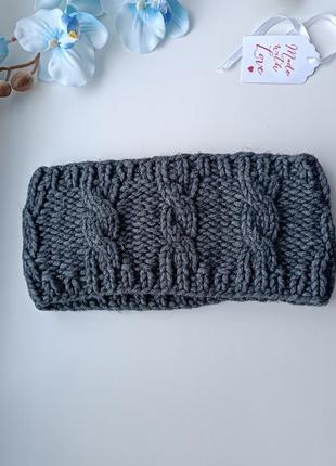 Трендова пов'язка в'язана пряма коси пов'язка вовна в'язана