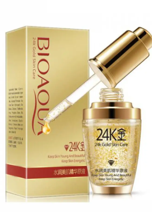 Сироватка для лиця з частинками 24к золота та гиалуроновою кислотою bioaqua 24k gold essence