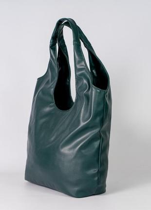 Жіноча сумка зелена сумка зелений шопер зелений шоппер сумка хобо сумка мішок2 фото