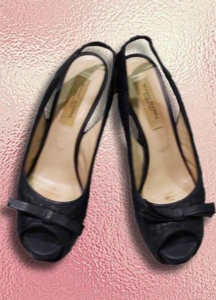 Ультрамодные открытые черные туфли. gianni marra. размер 39.5 фото