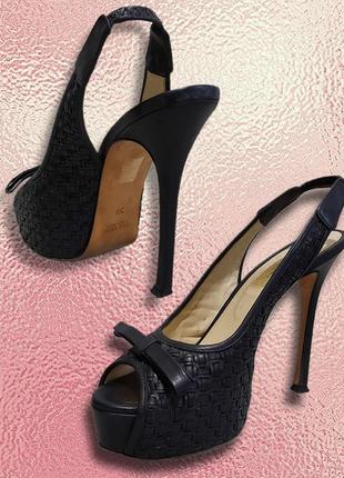 Ультрамодные открытые черные туфли. gianni marra. размер 39.9 фото