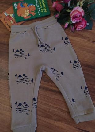 Теплые с начесом трикотажные штаны, брюки джоггеры george на 1,5-2 года1 фото