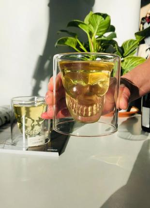 Склянка з черепом з подвійного скла "скул-чай" 2501 фото