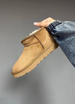 Зимние угги ugg ultra mini chestnut suede premium7 фото