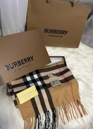 Шарф burberry новый классический в клетку длинный в коробке кашемир шелк1 фото