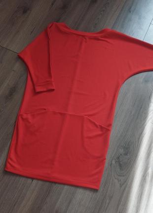 Платье классическое с карманами красное до колена свободное4 фото