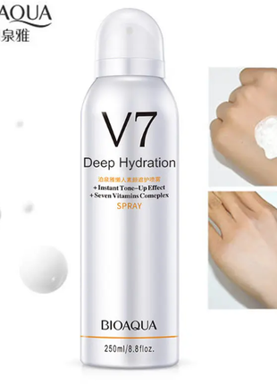 Сонцезахисний спрей для обличчя з тонуючим ефектом bioaqua v7 deep hydration spray, 250мл1 фото