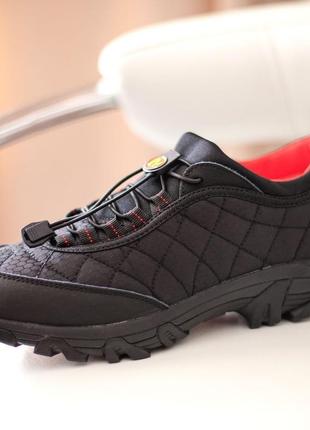 Merrell vibram кроссовки мужские зимние осенние водонепроницаемые мерол термо теплые ботинки сапоги низкие мерел черные с красным3 фото