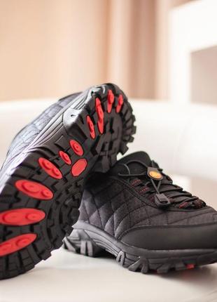 Merrell vibram кроссовки мужские зимние осенние водонепроницаемые мерол термо теплые ботинки сапоги низкие мерел черные с красным2 фото