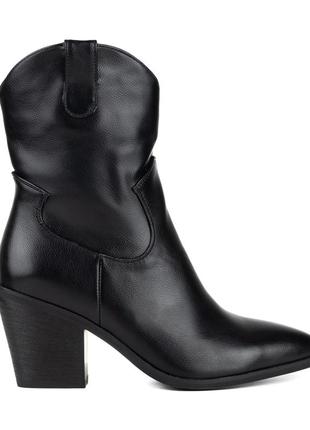Ботинки женские черные на толстом каблуке, ковбойские 1741б3 фото