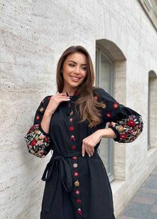 Сукня міді ❤️ сукня з вишитими рукавами ❤️ сукня вишиванка ❤️