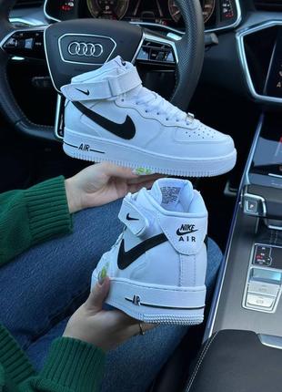 Зимние женские кроссовки nike air force 1 high white black fur(мех) 36-37-38-39-40-418 фото