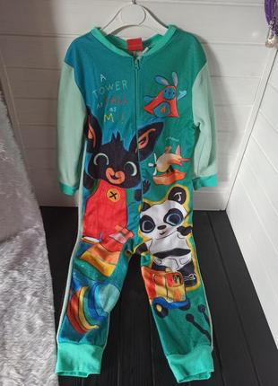 Фоисовый кигуруми пижама комбинезон слип кролик бинг 3-4 года