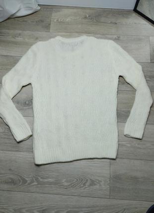 Пуловер теплый женский белый джемпер шерсть6 фото