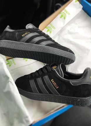 Adidas gazelle black женские кеды4 фото