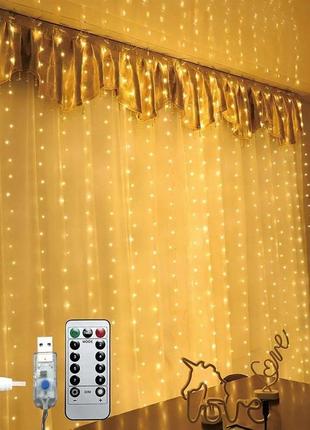 Светодиодная гирлянда штора 300 led 3х3м.