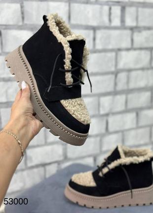 Зимові стильні жіночі черевички з хутром теді 😍🤤6 фото