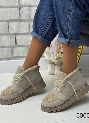 Зимові стильні жіночі черевички з хутром теді 😍🤤7 фото