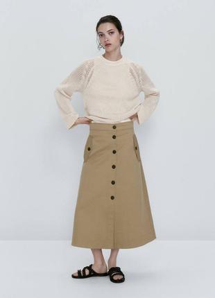 Коттоновый свитер massimo dutti/укороченный свитер/базовый свитер