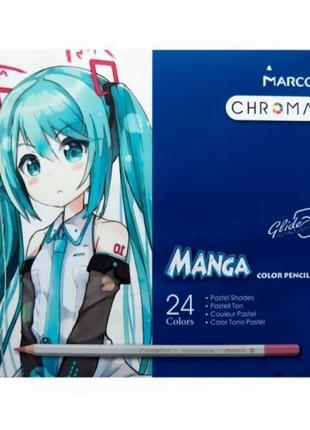 Набір кольорових олівців marco chroma manga 8550-24tn 24 ш
