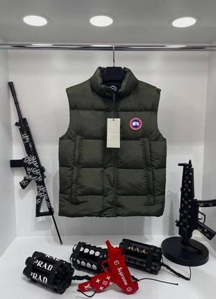 Качественная люксовая жилетка в стиле canada goose мужская премиум безрукавка тепла до -5 качественная с вышивкой