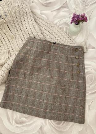 Женская короткая теплая юбка с пуговицами1 фото