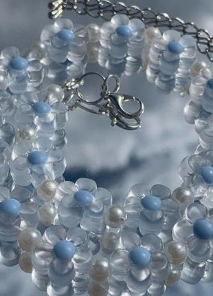 Подвеска с голубыми цветами inst:sovik.shop