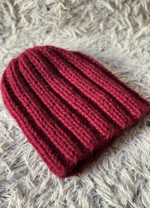 Вязаная зимняя шапка бини ручной работы тёплая крупной вязки ( в наличии)