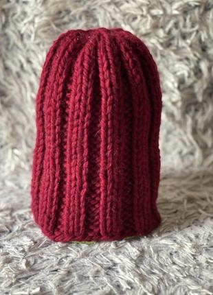 Вязаная зимняя шапка бини ручной работы тёплая крупной вязки ( в наличии)2 фото