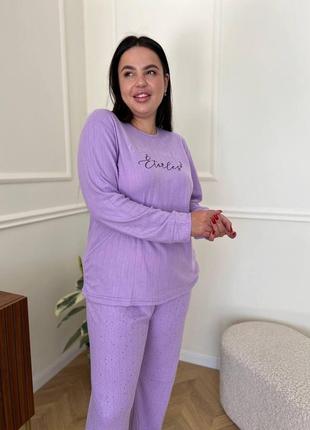 Женская домашняя пижама кофта и штаны, микрофлис5 фото