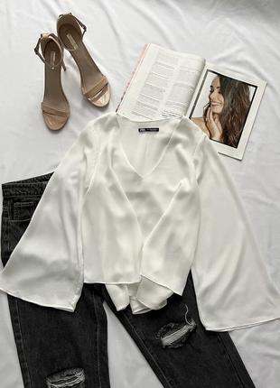 Белая блуза свободного фасона zara4 фото