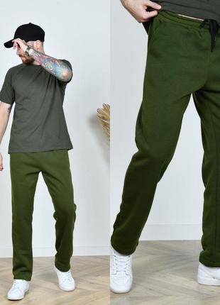 Теплые мужские, прямые спортивные штаны, 48-66 размеров. 1763668