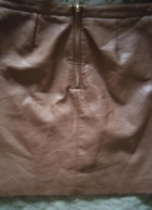 Кожаная юбка wearhouse коричневая6 фото