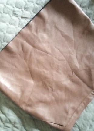Кожаная юбка wearhouse коричневая7 фото