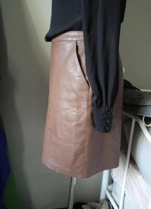 Кожаная юбка wearhouse коричневая4 фото