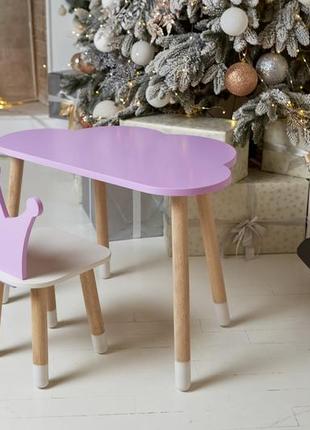 Детский столик и стульчик тучка коронка фиолетовый. столик для игр, уроков, еды6 фото