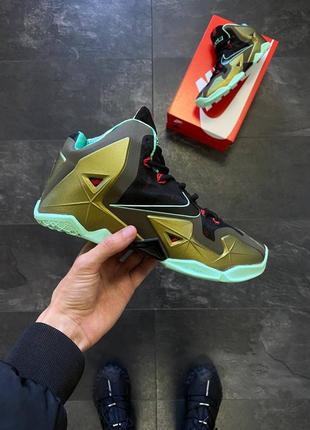 Мужские кроссовки зеленые nike lebron 11 - " king's pride "