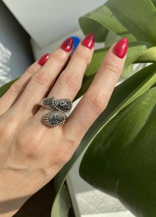 💍 колечко с серыми стразами красивого дизайна